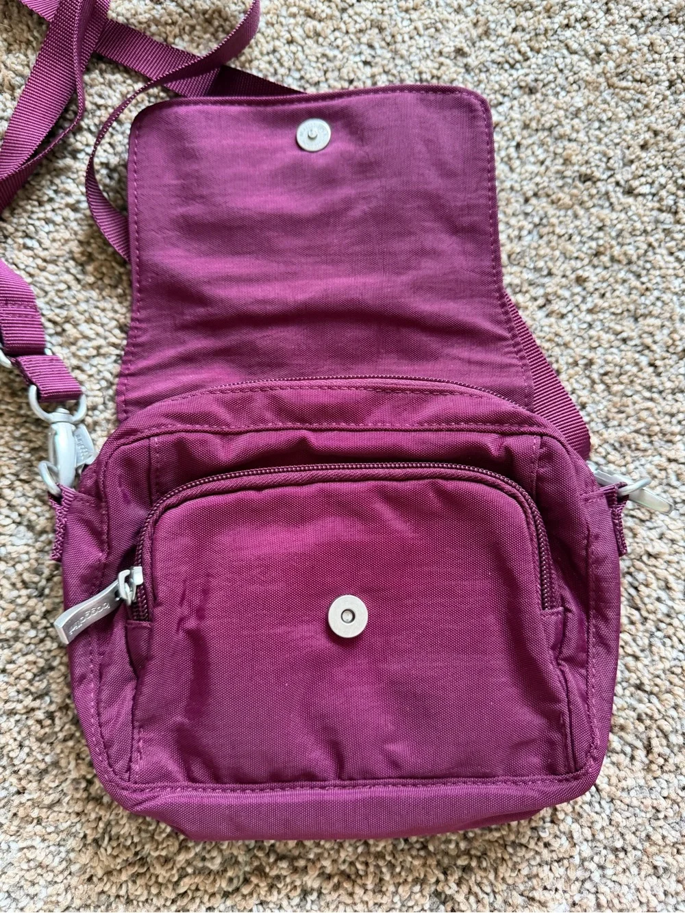 BAGALLINI Plum Maroon Purple Nylon Zippered Crossbody Shoulder Bag